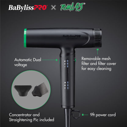BaBylissPRO Nano Titanium Limited Edition Professional Nano Light Ionic Hair Dryer (Tomb45 Collection)