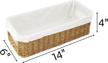 YRMT Rattan Toilet Tank Basket Toilet Paper Storage Baskets for Bathroom Handwoven Toiletry Countertop Organizer Water-Resistant Home Decor 14" x 6" x 4" (Rattan)