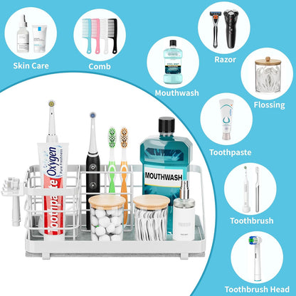 Toothbrush Holders Instant-Drying Organizer - Bathroom Countertop/Wall Mounted Electric Toothbrush Holder - Toothbrush Head Toothpaste Holder Bathroom Counter Organizers Storage Black