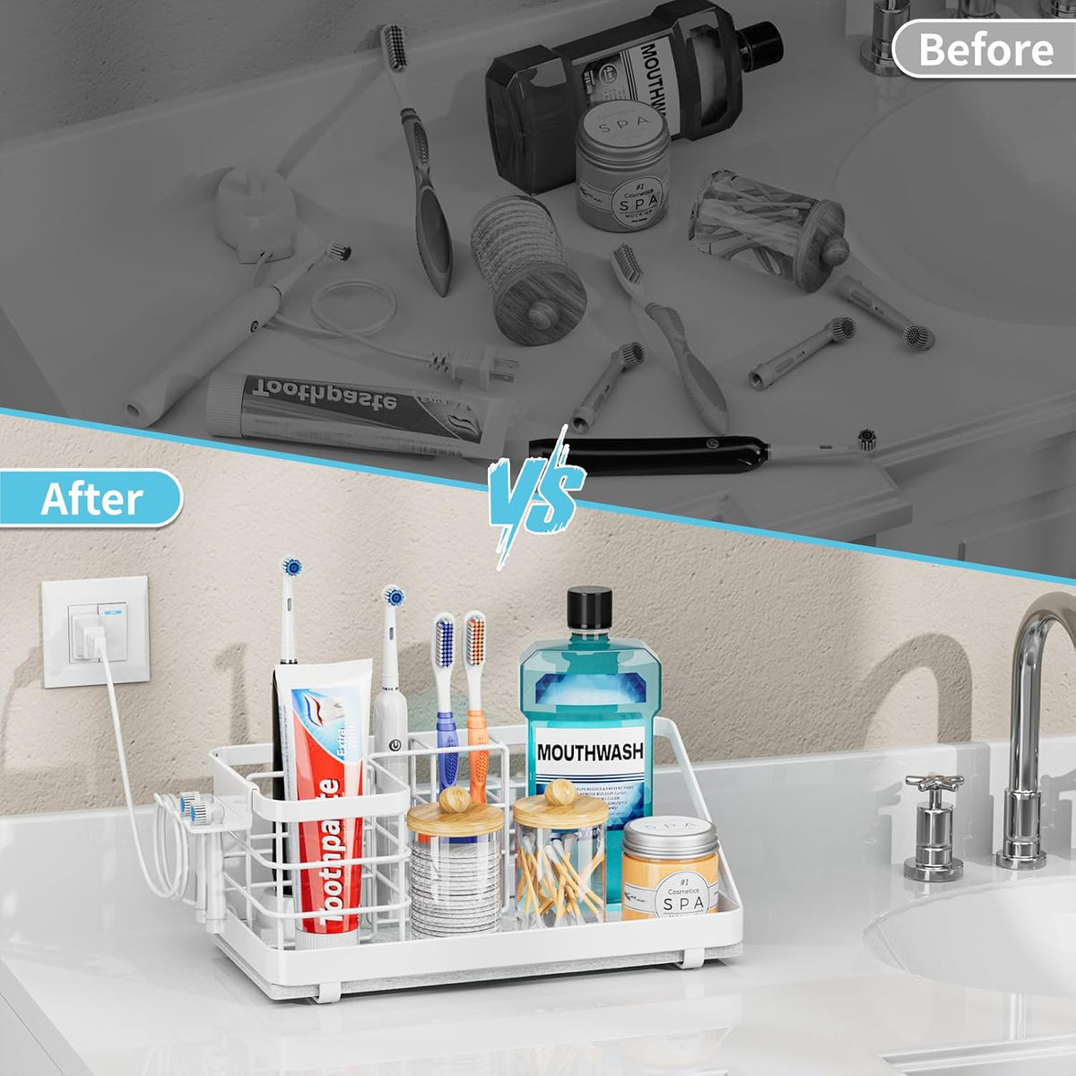 Toothbrush Holders Instant-Drying Organizer - Bathroom Countertop/Wall Mounted Electric Toothbrush Holder - Toothbrush Head Toothpaste Holder Bathroom Counter Organizers Storage Black