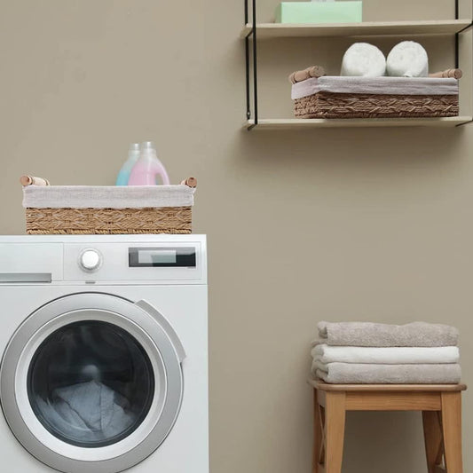 Storage Basket for Bathroom Organizer Baskets for Shelves Organizing | Toilet Paper Storage Basket for Bathroom Bedroom Home Farmhouse Decor,Set of 2,Gray