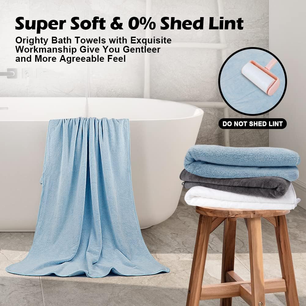 Orighty Bath Towels, Soft Feel Bath Towel, (27'' x 54'') | Highly Absorbent, Quick Drying Microfiber Towels for Body, Sport, Yoga, SPA, Fitness, Bathroom - Grey