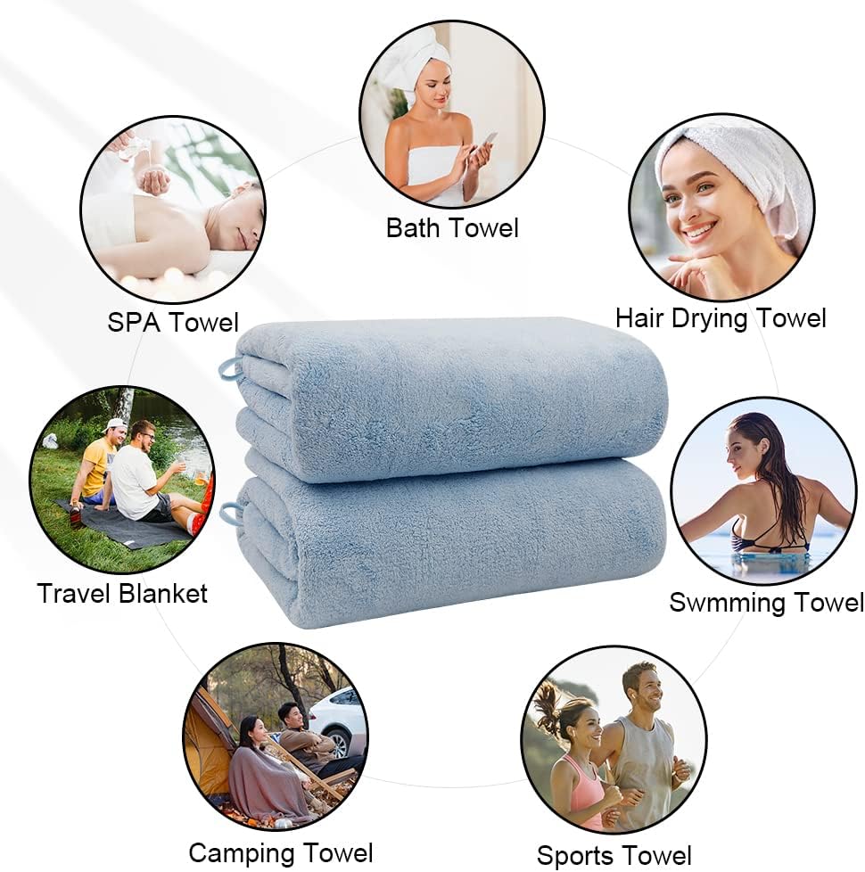 Orighty Bath Towels, Soft Feel Bath Towel, (27'' x 54'') | Highly Absorbent, Quick Drying Microfiber Towels for Body, Sport, Yoga, SPA, Fitness, Bathroom - Grey