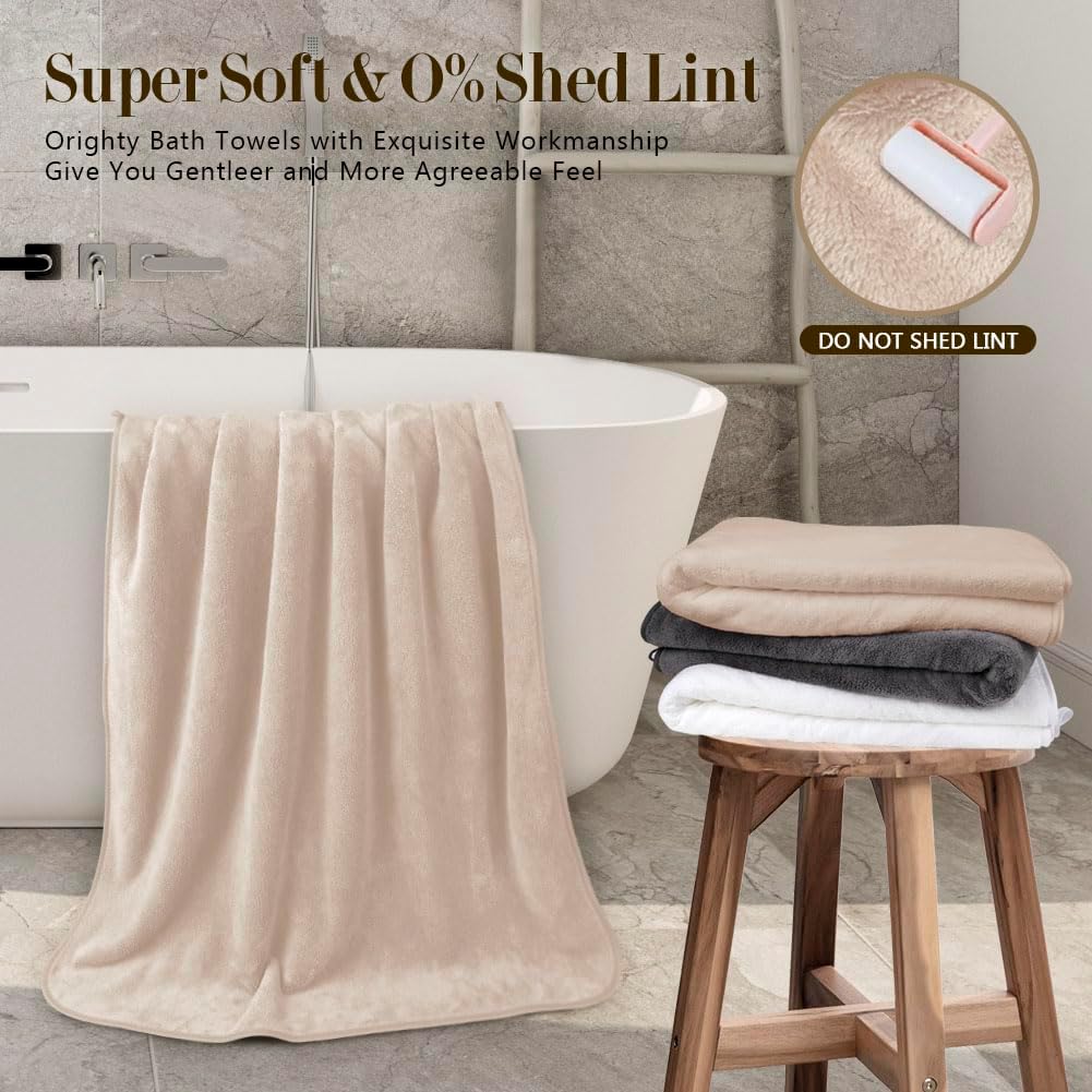 Orighty Bath Towels, Soft Feel Bath Towel, (27'' x 54'') | Highly Absorbent, Quick Drying Microfiber Towels for Body, Sport, Yoga, SPA, Fitness, Bathroom - Grey