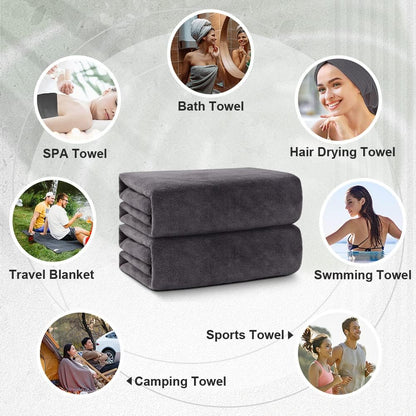 Orighty Bath Towels, Soft Feel Bath Towel, (27'' x 54'') | Highly Absorbent, Quick Drying Microfiber Towels for Body, Sport, Yoga, SPA, Fitness, Bathroom - Grey