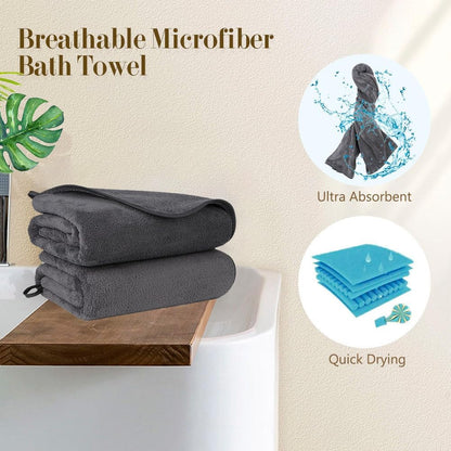 Orighty Bath Towels, Soft Feel Bath Towel, (27'' x 54'') | Highly Absorbent, Quick Drying Microfiber Towels for Body, Sport, Yoga, SPA, Fitness, Bathroom - Grey