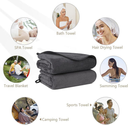 Orighty Bath Towels, Soft Feel Bath Towel, (27'' x 54'') | Highly Absorbent, Quick Drying Microfiber Towels for Body, Sport, Yoga, SPA, Fitness, Bathroom - Grey