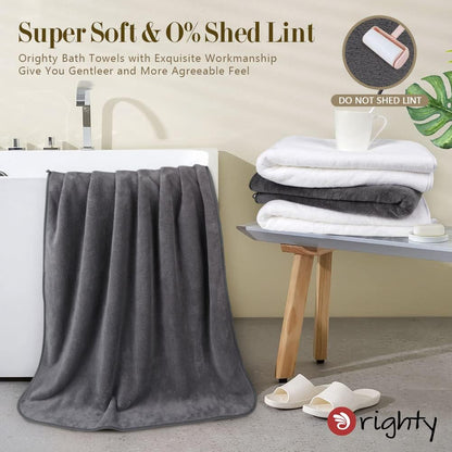 Orighty Bath Towels, Soft Feel Bath Towel, (27'' x 54'') | Highly Absorbent, Quick Drying Microfiber Towels for Body, Sport, Yoga, SPA, Fitness, Bathroom - Grey