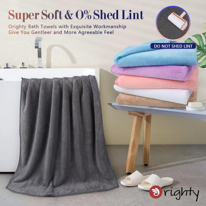 Orighty Bath Towels, Soft Feel Bath Towel, (27'' x 54'') | Highly Absorbent, Quick Drying Microfiber Towels for Body, Sport, Yoga, SPA, Fitness, Bathroom - Grey