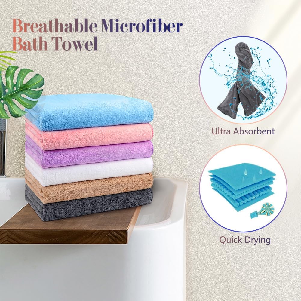Orighty Bath Towels, Soft Feel Bath Towel, (27'' x 54'') | Highly Absorbent, Quick Drying Microfiber Towels for Body, Sport, Yoga, SPA, Fitness, Bathroom - Grey