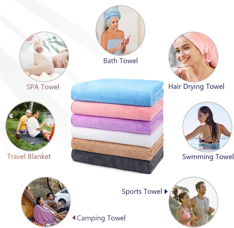 Orighty Bath Towels, Soft Feel Bath Towel, (27'' x 54'') | Highly Absorbent, Quick Drying Microfiber Towels for Body, Sport, Yoga, SPA, Fitness, Bathroom - Grey