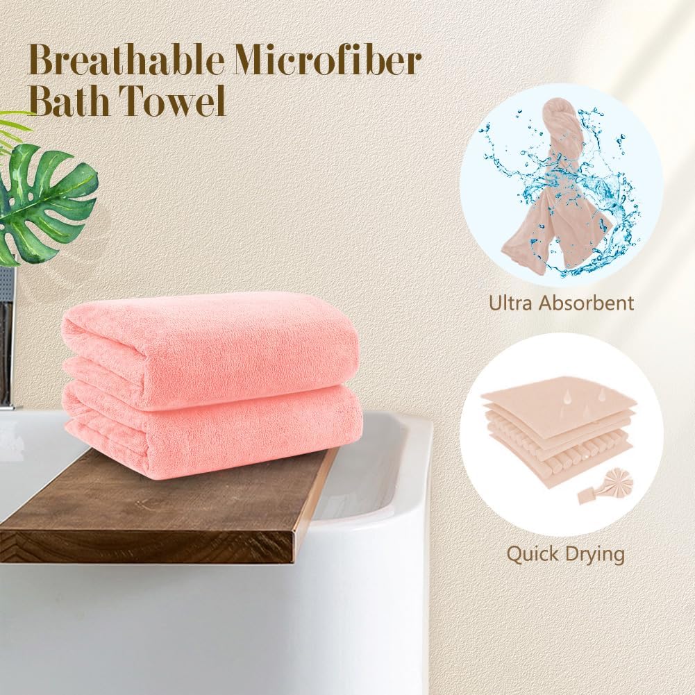 Orighty Bath Towels, Soft Feel Bath Towel, (27'' x 54'') | Highly Absorbent, Quick Drying Microfiber Towels for Body, Sport, Yoga, SPA, Fitness, Bathroom - Grey