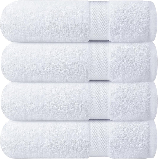 100% Ring-Spun Cotton Bath Towels for Bathroom - Pack 4