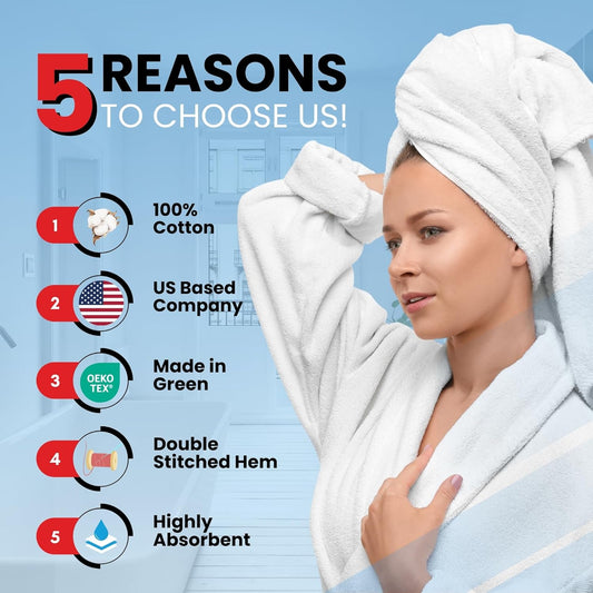 100% Ring-Spun Cotton Bath Towels for Bathroom - Pack 4