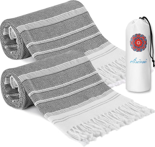 Antfuny Turkish Beach Towels Vacation Essentials Quick Dry Sand Free Oversized Bath Pool Swim Towel Extra Large XL Blanket Adult Travel Cruise Accessories Must Haves Clearance Stuff Necessities - Colors A
