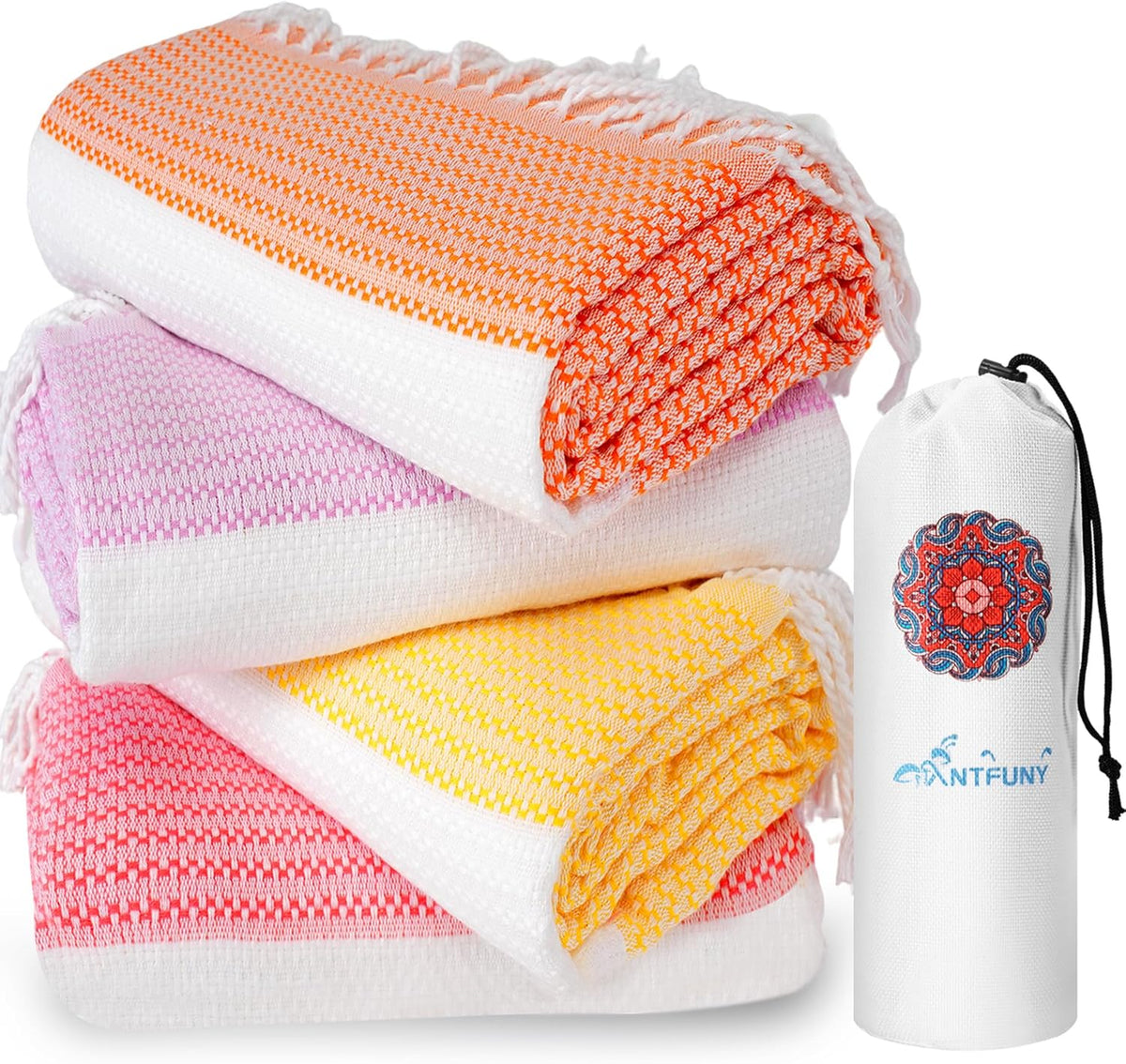 Antfuny Turkish Beach Towels Vacation Essentials Quick Dry Sand Free Oversized Bath Pool Swim Towel Extra Large XL Blanket Adult Travel Cruise Accessories Must Haves Clearance Stuff Necessities - Colors A