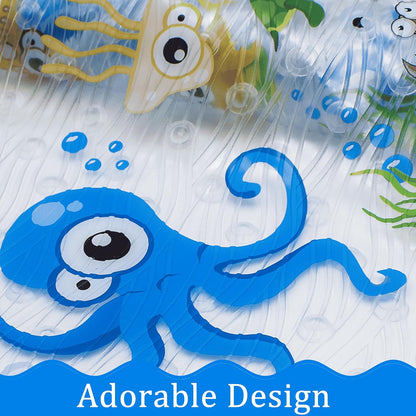 Kids Bath Mat for Tub, Non-Slip Toddler Bathtub Mat(Blue-Octopus)