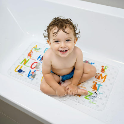 Kids Bath Mat for Tub, Non-Slip Toddler Bathtub Mat(Blue-Octopus)