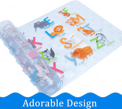 Kids Bath Mat for Tub, Non-Slip Toddler Bathtub Mat(Blue-Octopus)