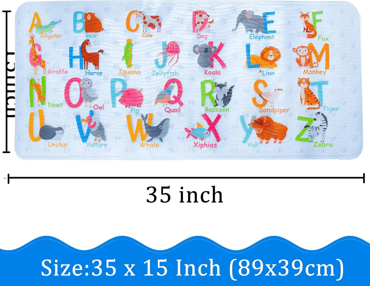 Kids Bath Mat for Tub, Non-Slip Toddler Bathtub Mat(Blue-Octopus)