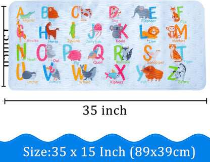 Kids Bath Mat for Tub, Non-Slip Toddler Bathtub Mat(Blue-Octopus)