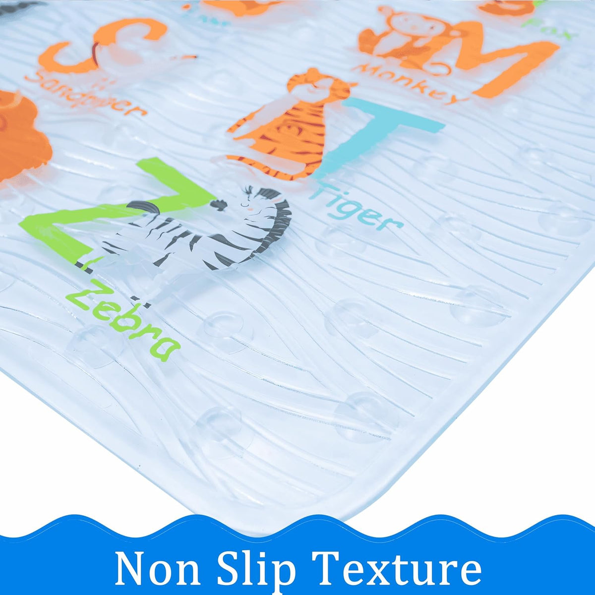 Kids Bath Mat for Tub, Non-Slip Toddler Bathtub Mat(Blue-Octopus)