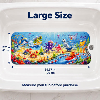 Kids Bath Mat for Tub, Non-Slip Toddler Bathtub Mat(Blue-Octopus)