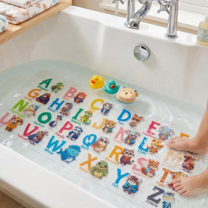 Kids Bath Mat for Tub, Non-Slip Toddler Bathtub Mat(Blue-Octopus)