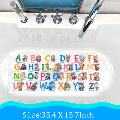 Kids Bath Mat for Tub, Non-Slip Toddler Bathtub Mat(Blue-Octopus)