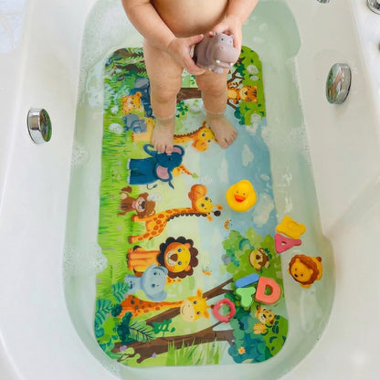 Kids Bath Mat for Tub, Non-Slip Toddler Bathtub Mat(Blue-Octopus)