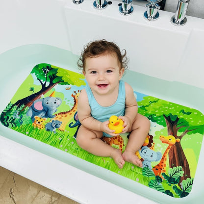 Kids Bath Mat for Tub, Non-Slip Toddler Bathtub Mat(Blue-Octopus)