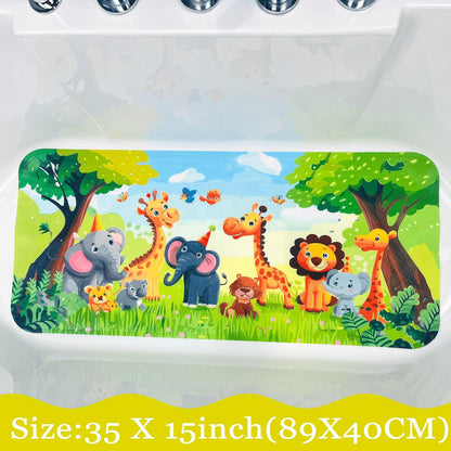 Kids Bath Mat for Tub, Non-Slip Toddler Bathtub Mat(Blue-Octopus)