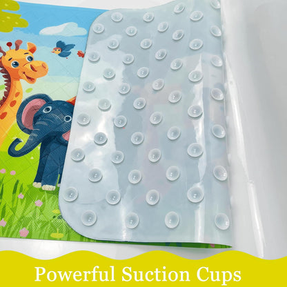 Kids Bath Mat for Tub, Non-Slip Toddler Bathtub Mat(Blue-Octopus)