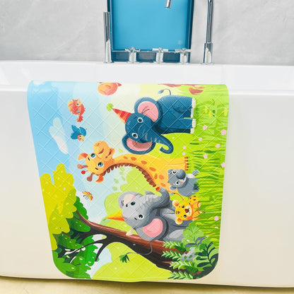 Kids Bath Mat for Tub, Non-Slip Toddler Bathtub Mat(Blue-Octopus)