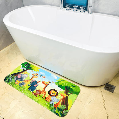 Kids Bath Mat for Tub, Non-Slip Toddler Bathtub Mat(Blue-Octopus)