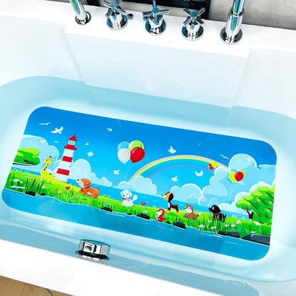 Kids Bath Mat for Tub, Non-Slip Toddler Bathtub Mat(Blue-Octopus)