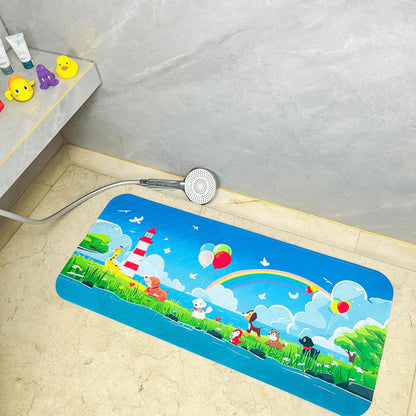 Kids Bath Mat for Tub, Non-Slip Toddler Bathtub Mat(Blue-Octopus)