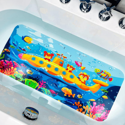 Kids Bath Mat for Tub, Non-Slip Toddler Bathtub Mat(Blue-Octopus)
