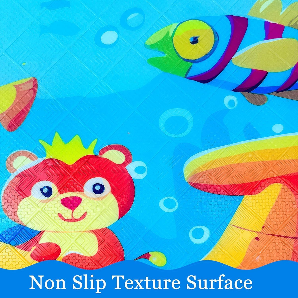 Kids Bath Mat for Tub, Non-Slip Toddler Bathtub Mat(Blue-Octopus)