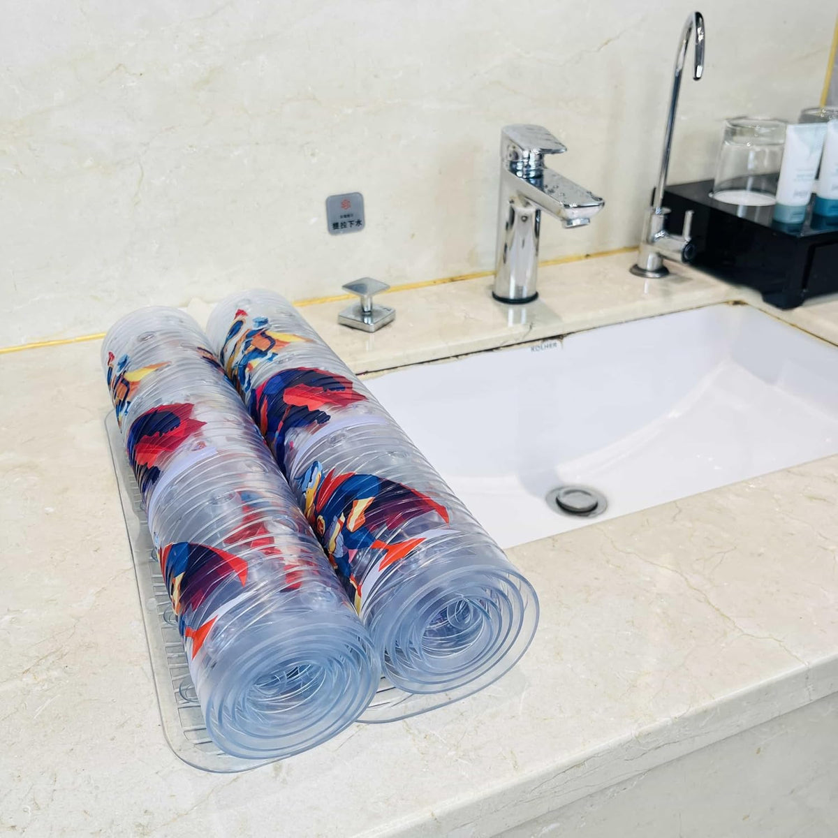 Kids Bath Mat for Tub, Non-Slip Toddler Bathtub Mat(Blue-Octopus)