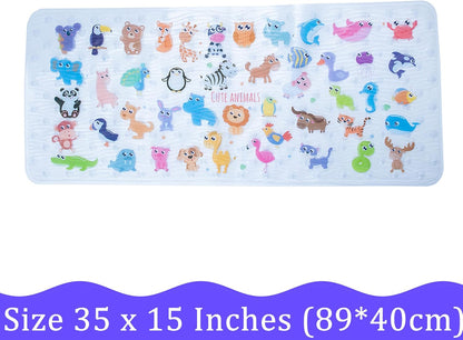 Kids Bath Mat for Tub, Non-Slip Toddler Bathtub Mat(Blue-Octopus)