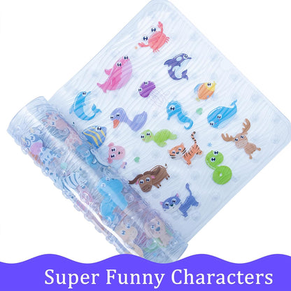 Kids Bath Mat for Tub, Non-Slip Toddler Bathtub Mat(Blue-Octopus)