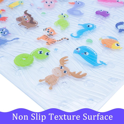 Kids Bath Mat for Tub, Non-Slip Toddler Bathtub Mat(Blue-Octopus)