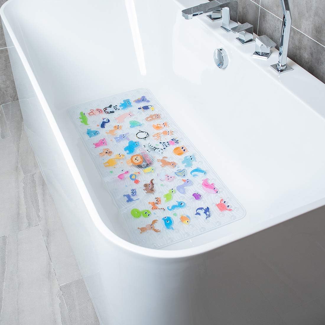 Kids Bath Mat for Tub, Non-Slip Toddler Bathtub Mat(Blue-Octopus)