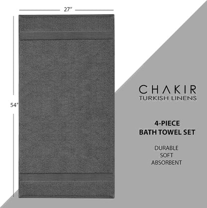 100% Cotton 4-Pack Bath Towels 27x54, Gray