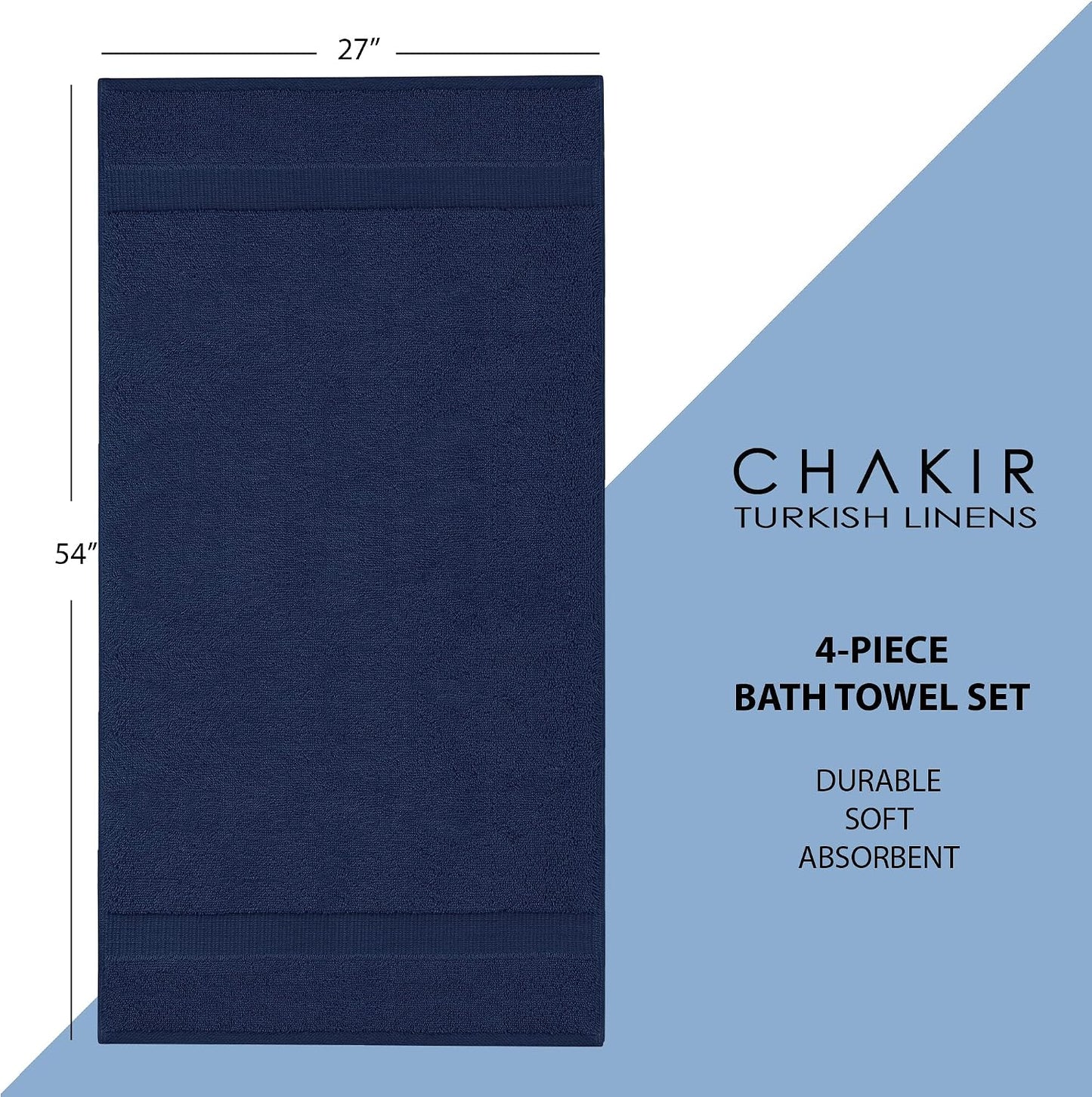 100% Cotton 4-Pack Bath Towels 27x54, Gray