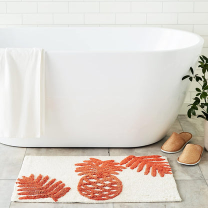 Bath Rug, 100% Cotton Soft & Absorbent Bath Mat, Reversible, Dorm Room Essentials, Long Branch Coconut