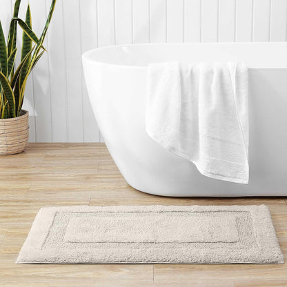 Bath Rug, 100% Cotton Soft & Absorbent Bath Mat, Reversible, Dorm Room Essentials, Long Branch Coconut