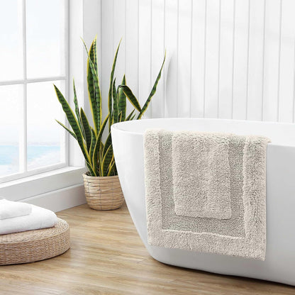 Bath Rug, 100% Cotton Soft & Absorbent Bath Mat, Reversible, Dorm Room Essentials, Long Branch Coconut