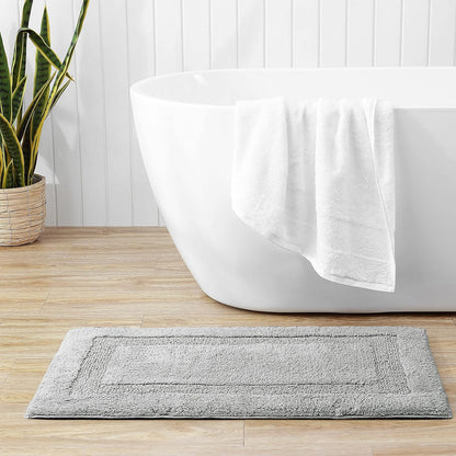 Bath Rug, 100% Cotton Soft & Absorbent Bath Mat, Reversible, Dorm Room Essentials, Long Branch Coconut